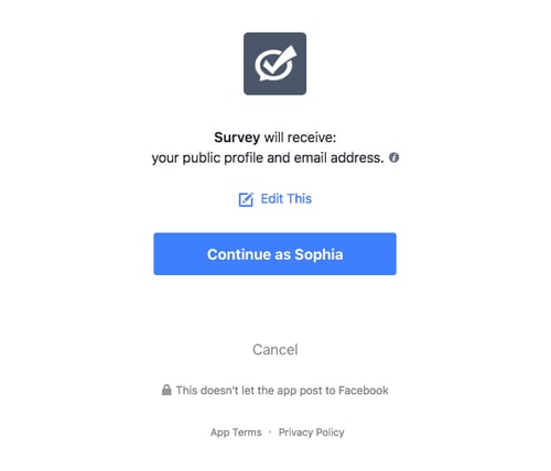 how to create a poll on facebook step 3: give poll permissions to use your profile information